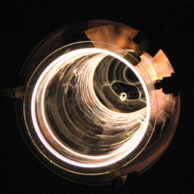 A light painting of the inside of a tube.