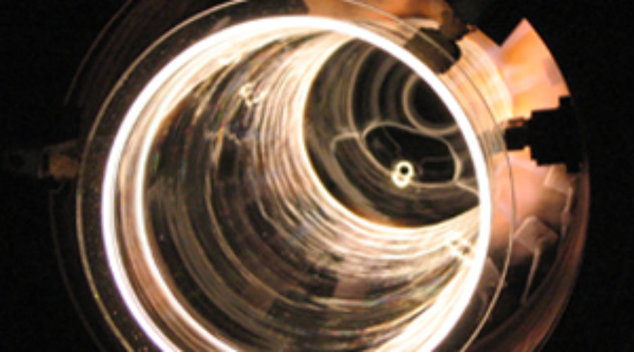 A light painting of the inside of a tube.