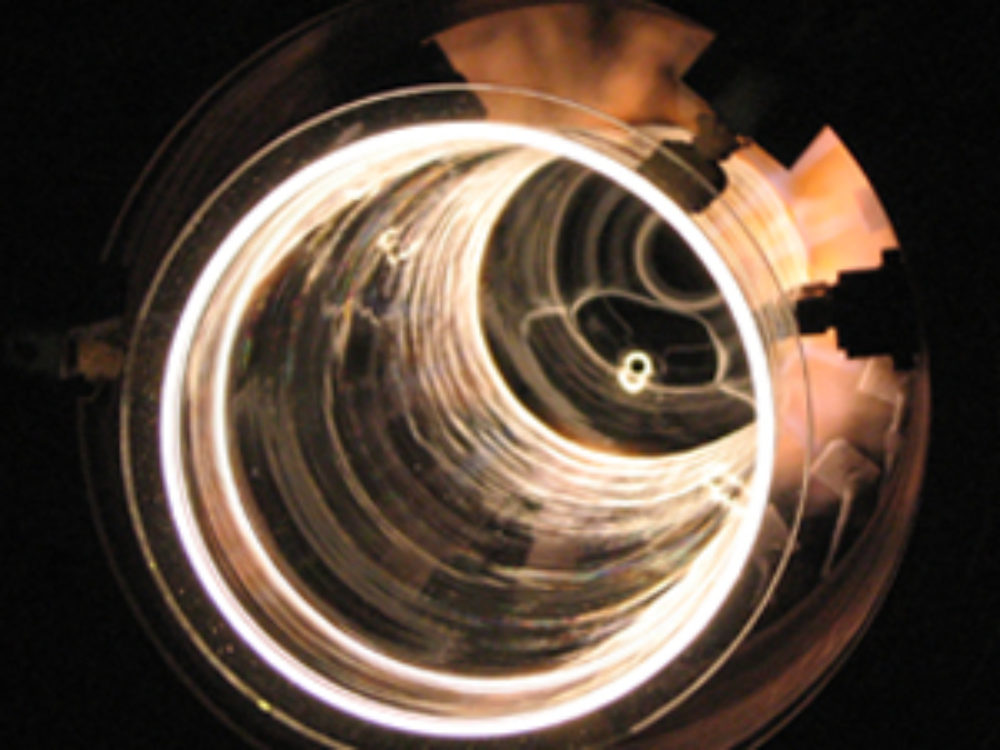 A light painting of the inside of a tube.